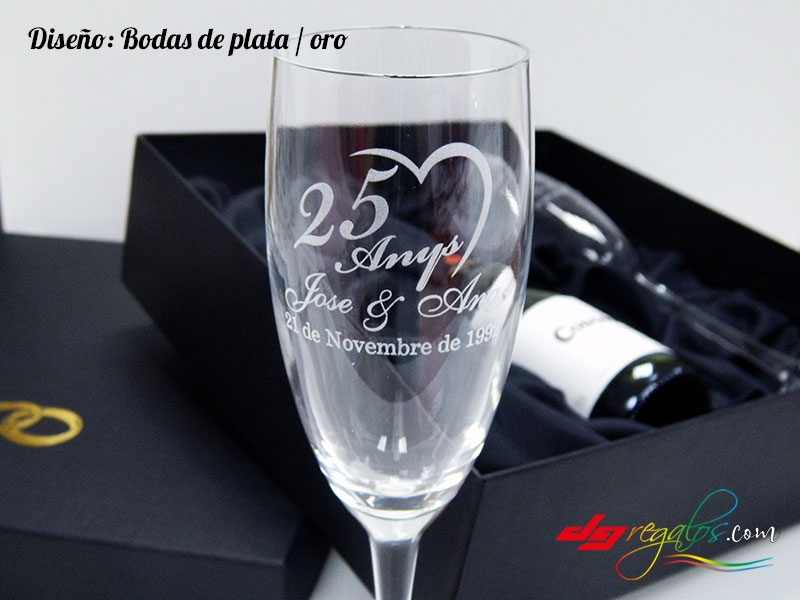 ≫ Copa de champagne o cava personalizada para boda ❤️ Una Boda