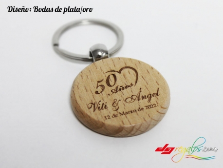 LLavero circular de madera personalizado grabado a láser