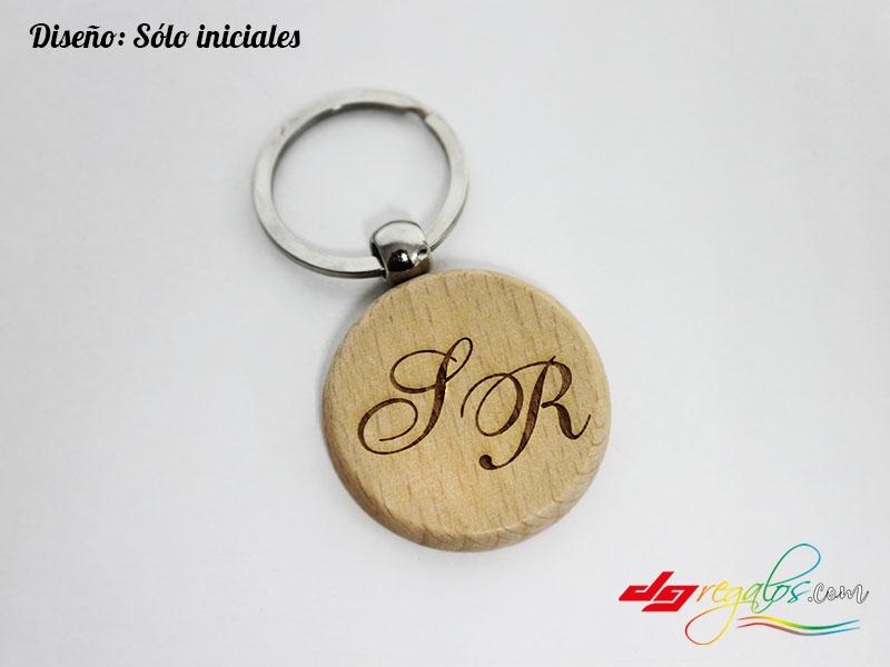 Llavero de madera personalizado, grabado láser, redondo, varios modelos -  Tu&Yo Shop - Detalles de boda